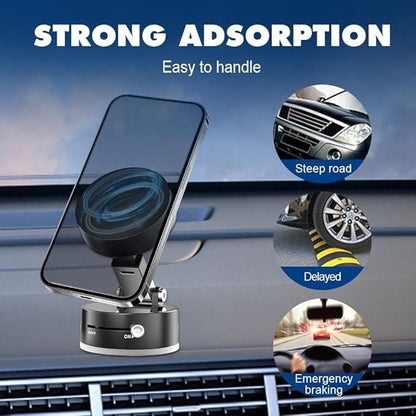 Bhaushop™ Vacuum Magnetic Suction Phone Holder – 360° Rotating Car Mount