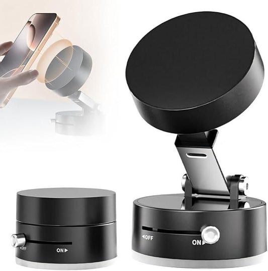 Bhaushop™ Vacuum Magnetic Suction Phone Holder – 360° Rotating Car Mount